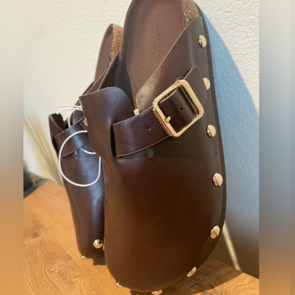 Universal Thread Dark Brown Leather Clogs - image 3